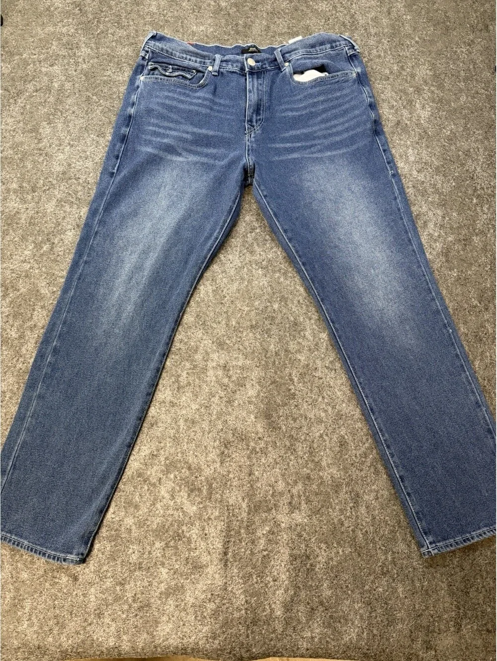 True Religion Geno Relaxed Slim Jeans Mens 36x30 Blue Stretch Flap Pocket